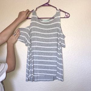 grey off the shoulder top